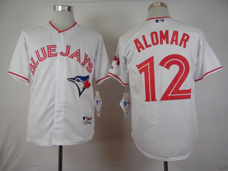 Men Toronto Blue Jays 12 Alomar White red MLB Jerseys